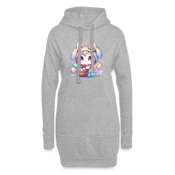 Un chaton avec une tenue de lapin livrant des œufs de Pâques - Sweat-shirt à capuche long Femme - gris chiné - Devant