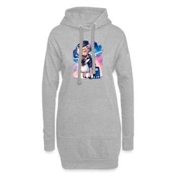 Flugbegleiterin Mutter mit ihrer Tochter - Hoodie-Kleid - Grau meliert - Vorne