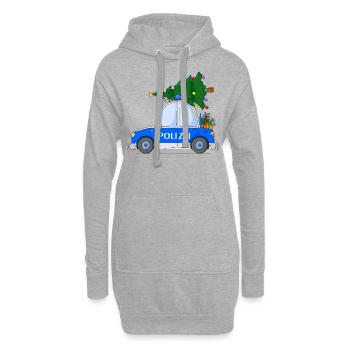 Polizeiauto Weihnachten - Hoodie-Kleid - Grau meliert - Vorne