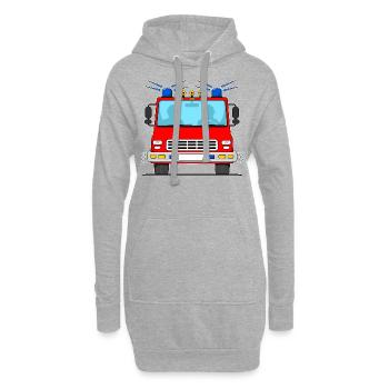 Feuerwehrauto ohne Schriftzug - Hoodie-Kleid - Grau meliert - Vorne