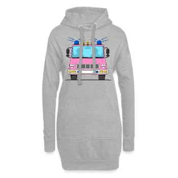 Feuerwehrauto in Rosa ohne Schriftzug - Hoodie-Kleid - Grau meliert - Vorne
