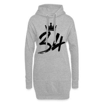 34 Zahl Krone - Hoodie-Kleid - Grau meliert - Vorne