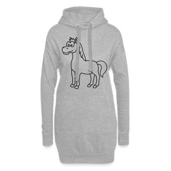 Pferd Comic Tier - Hoodie-Kleid - Grau meliert - Vorne
