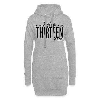 Hello Thirteen Est. 2010 Mignon 13ème anniversaire Cadeau - Sweat-shirt à capuche long Femme - gris chiné - Devant