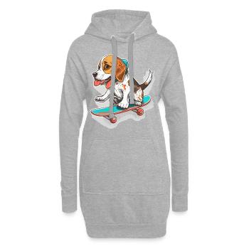 Patte patineur - Sweat-shirt à capuche long Femme - gris chiné - Devant