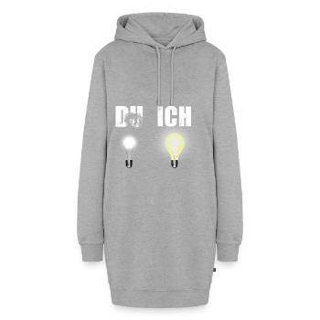 Glühbirne Schlau Clever Ich Du - Hoodie-Kleid - Grau meliert - Vorne