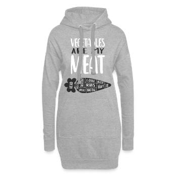 Gemüse ist mein Fleisch - Hoodie-Kleid - Grau meliert - Vorne