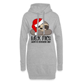 Paresseux Santa Weck moi quand il y a des cadeaux - Sweat-shirt à capuche long Femme - gris chiné - Devant