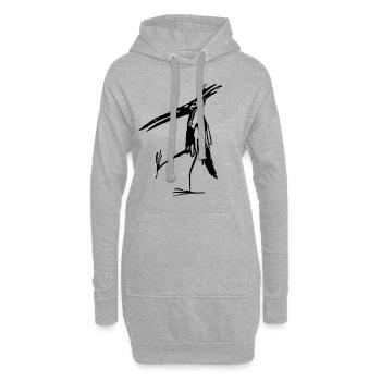 Oiseau sur pied - Sweat-shirt à capuche long Femme - gris chiné - Devant