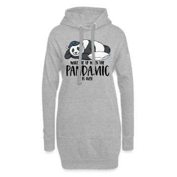 Panda disant Réveillez-moi quand le pandamic est terminé - Sweat-shirt à capuche long Femme - gris chiné - Devant