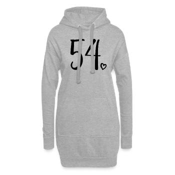 Süße Nummer 54, 54 Jahre alt, Geschenk zum 54. Geburtstag - Hoodie-Kleid - Grau meliert - Vorne