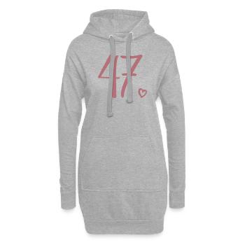 Süße Nummer 47, 47 Jahre alt, Geschenk zum 47. Geburtstag - Hoodie-Kleid - Grau meliert - Vorne