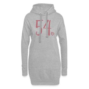 Süße Nummer 54, 54 Jahre alt, Geschenk zum 54. Geburtstag - Hoodie-Kleid - Grau meliert - Vorne