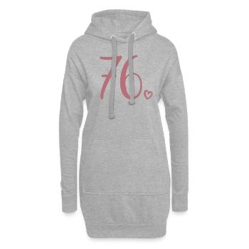 Süße Nummer 76, 76 Jahre alt, Geschenk zum 76. Geburtstag - Hoodie-Kleid - Grau meliert - Vorne
