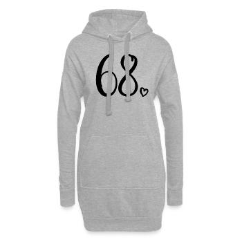 Süße Nummer 68, 68 Jahre alt, 68. Geburtstag Geschenk - Hoodie-Kleid - Grau meliert - Vorne