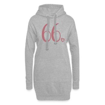 Süße Nummer 66, 66 Jahre alt, 66. Geburtstag Geschenk - Hoodie-Kleid - Grau meliert - Vorne