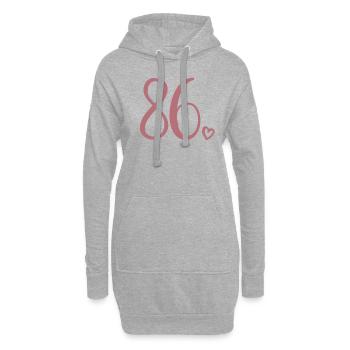 Süße Nummer 86, 86 Jahre alt, Geschenk zum 86. Geburtstag - Hoodie-Kleid - Grau meliert - Vorne