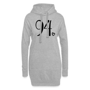 Süße Nummer 94, 94 Jahre alt, Geschenk zum 94. Geburtstag - Hoodie-Kleid - Grau meliert - Vorne