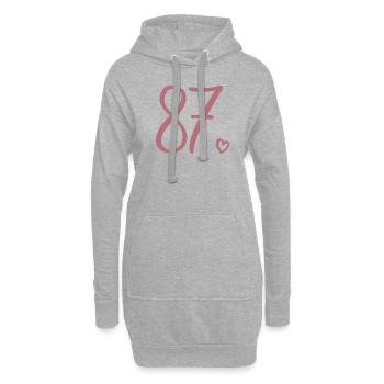 Süße Nummer 87, 87 Jahre alt, Geschenk zum 87. Geburtstag - Hoodie-Kleid - Grau meliert - Vorne