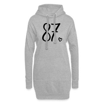 Süße Nummer 87, 87 Jahre alt, Geschenk zum 87. Geburtstag - Hoodie-Kleid - Grau meliert - Vorne