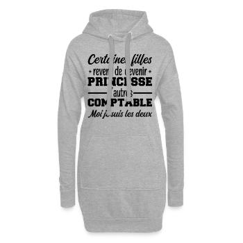 Princesse Comptable - Sweat-shirt à capuche long Femme - gris chiné - Devant