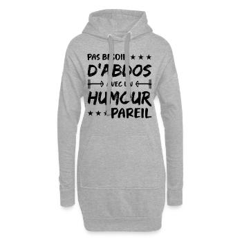 Keine Notwendigkeit für Bauchmuskeln mit einem so humorvollen Körper - Hoodie-Kleid - Grau meliert - Vorne