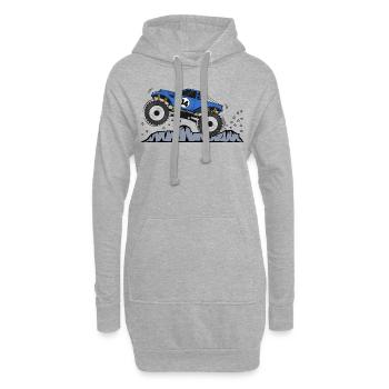 Monstertruck Geburtstag 14 blau - Hoodie-Kleid - Grau meliert - Vorne
