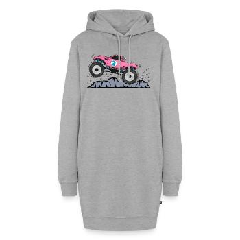 Monstertruck in Pink Nummer 2 Geburtstag Jubiläen - Hoodie-Kleid - Grau meliert - Vorne