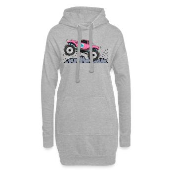 Monstertruck Geburtstag 15 Pink - Hoodie-Kleid - Grau meliert - Vorne