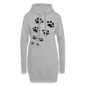 J aime mon chien - Sweat-shirt à capuche long Femme - gris chiné - Devant