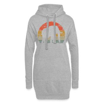 Éléphant Rétro Silhouette Faune Amoureux des éléphants - Sweat-shirt à capuche long Femme - gris chiné - Devant