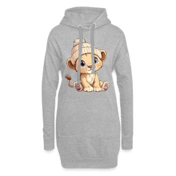 Lion mignon mignon bébé enfants animal dessin animé - Sweat-shirt à capuche long Femme - gris chiné - Devant