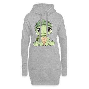 tortue mignon mignon bébé enfants animal dessin animé - Sweat-shirt à capuche long Femme - gris chiné - Devant