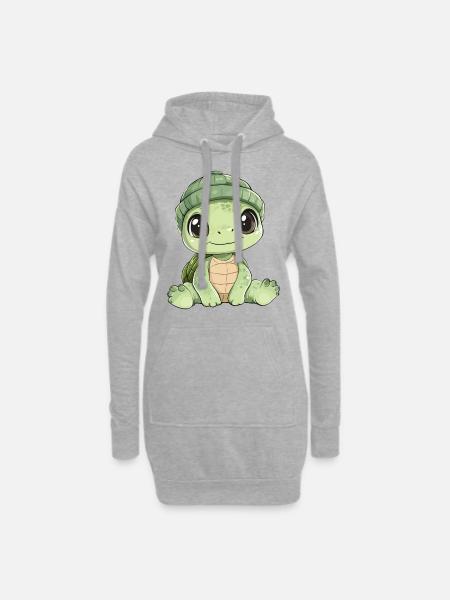 Schildkröte Süß Niedlich Baby Kinder Tier Cartoon - Hoodie-Kleid - Grau meliert