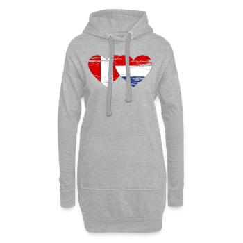 Pérou Hollande drapeau coeur utilisé - Sweat-shirt à capuche long Femme - gris chiné - Devant