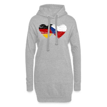 Deutschland Tschechien Flagge Herz Flagge used - Hoodie-Kleid - Grau meliert - Vorne
