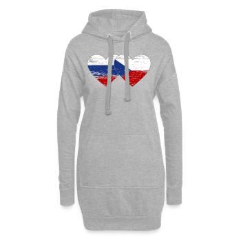 Russland Tschechien Flagge Herz Flagge used - Hoodie-Kleid - Grau meliert - Vorne