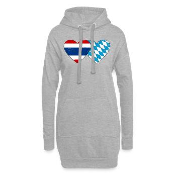 Thaïlande Bavière Drapeau Coeur utilisé - Sweat-shirt à capuche long Femme - gris chiné - Devant