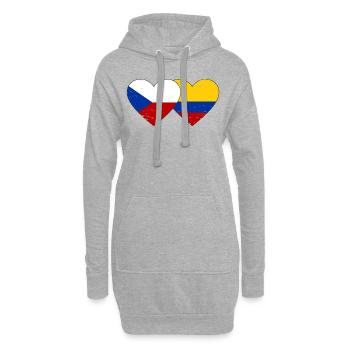 République tchèque Colombie drapeau coeur utilisé - Sweat-shirt à capuche long Femme - gris chiné - Devant