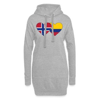 Norvège Colombie Drapeau Coeur Utilisé - Sweat-shirt à capuche long Femme - gris chiné - Devant