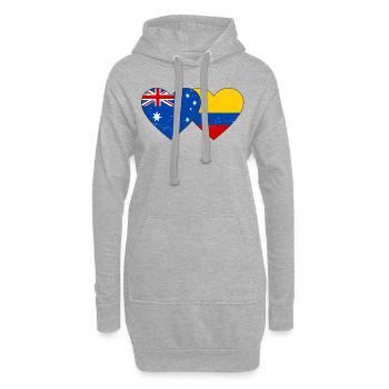 Australien Kolumbien Flagge Herz used - Hoodie-Kleid - Grau meliert - Vorne