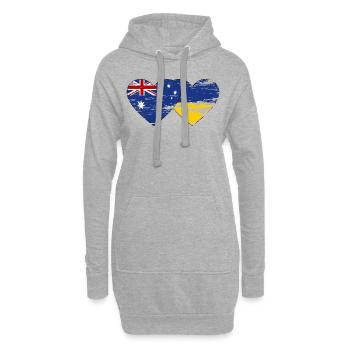 Australien Ukraine Flagge Herz used - Hoodie-Kleid - Grau meliert - Vorne