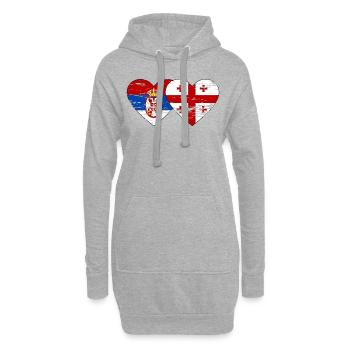 Serbie Géorgie Drapeau Coeur Utilisé - Sweat-shirt à capuche long Femme - gris chiné - Devant