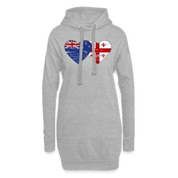 Nouvelle-Zélande Géorgie drapeau coeur utilisé - Sweat-shirt à capuche long Femme - gris chiné - Devant