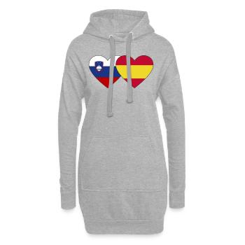 Slovénie Espagne Drapeau Coeur - Sweat-shirt à capuche long Femme - gris chiné - Devant