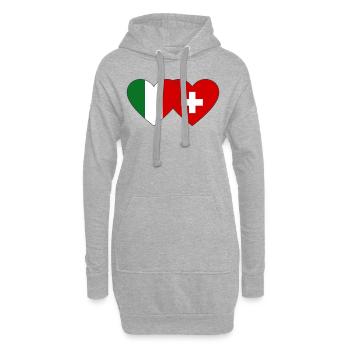 Italie Suisse Drapeau Coeur - Sweat-shirt à capuche long Femme - gris chiné - Devant