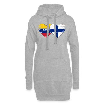 Venezuela Finlande drapeau mains forme de coeur utilisé - Sweat-shirt à capuche long Femme - gris chiné - Devant