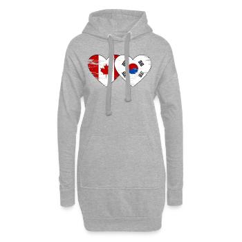 Canada Corée du Sud Drapeau Coeur Utilisé - Sweat-shirt à capuche long Femme - gris chiné - Devant