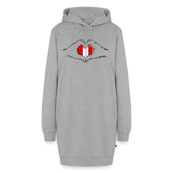 Peru Flagge Herzform used - Hoodie-Kleid - Grau meliert - Vorne