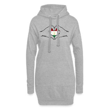 Drapeau du Tadjikistan en forme de coeur - Sweat-shirt à capuche long Femme - gris chiné - Devant
